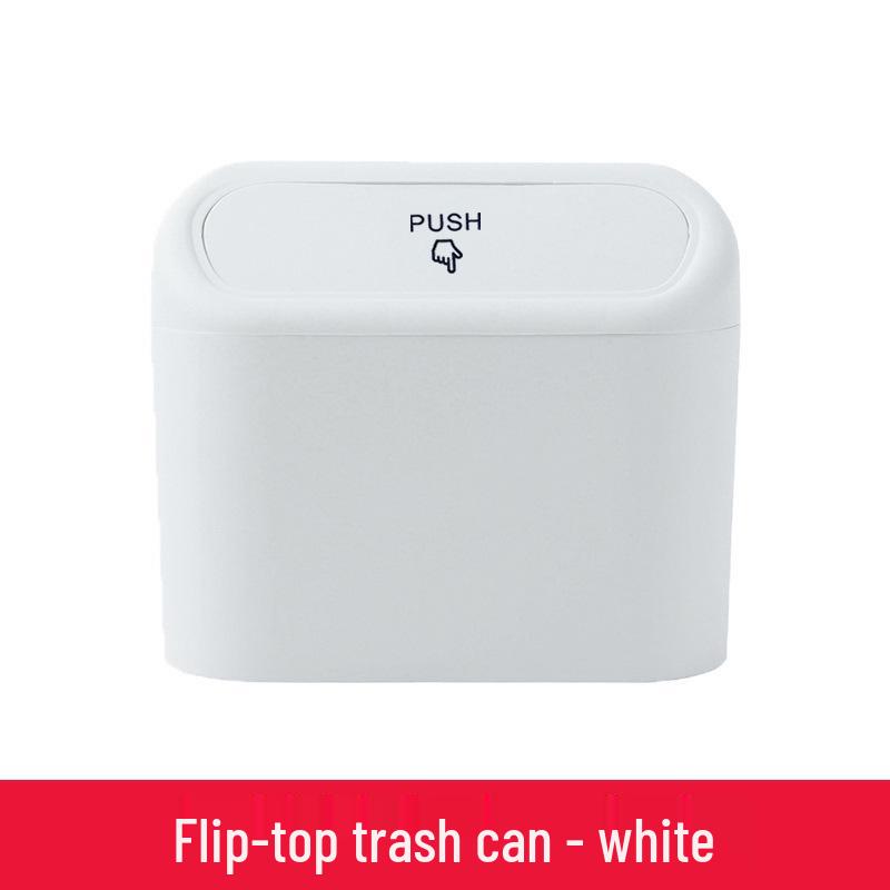 Hanging Car Trash Can with Lid & Side Door Storage