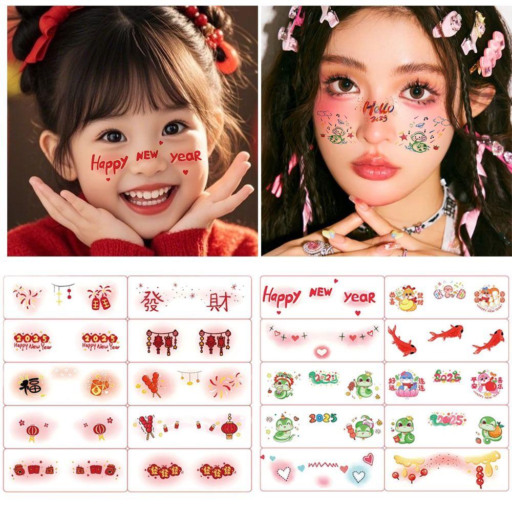 6 Sheets New Glitter Face Waterproof Temporary Face Makeup Patches DIY Red Sticker Women
