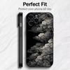 Japanese Ukiyo-e Waves Parinting Phone Case For iPhone17,16,15,14,13,12 Plus,Max Soft Silicone Black Cover
