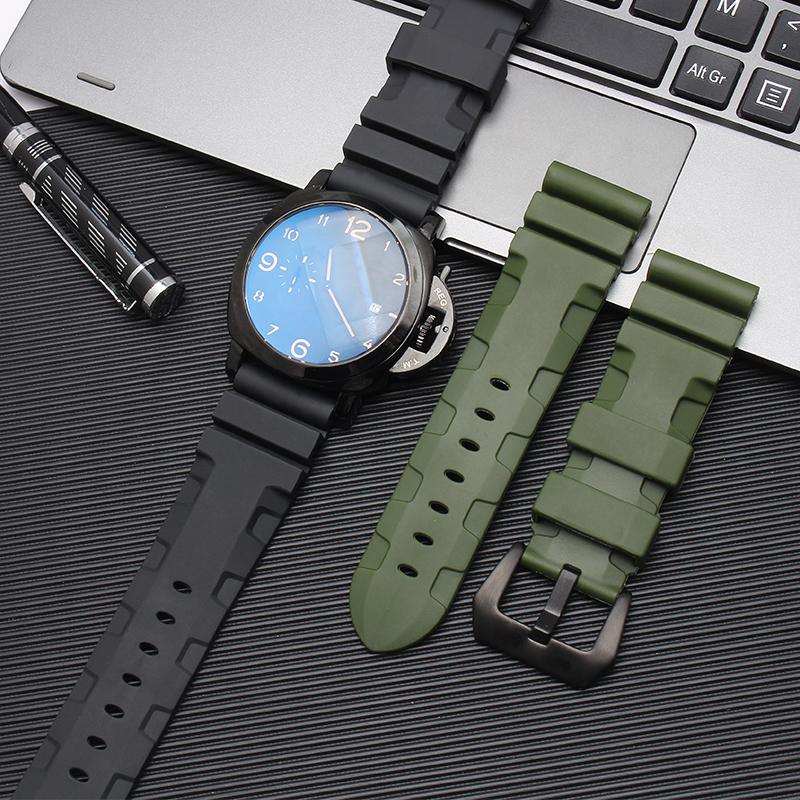 6 Farben 24MM Silikon-Uhrenarmband für Panerai Diesel Fossil Tauchen Ersatz-Armbänder PAM1596/441 Herren Sportuhr Armband