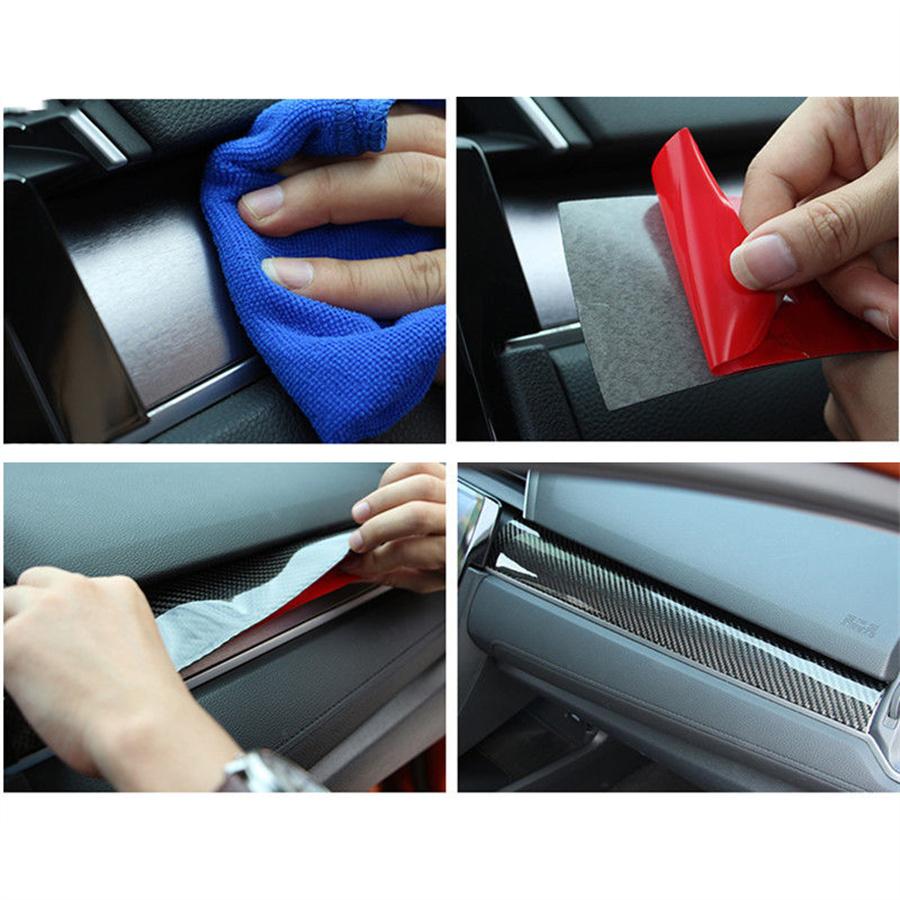 Carbon Fiber Center Dashboard Console Cover Trim Sticker For Honda Civic 2016-19 RHD