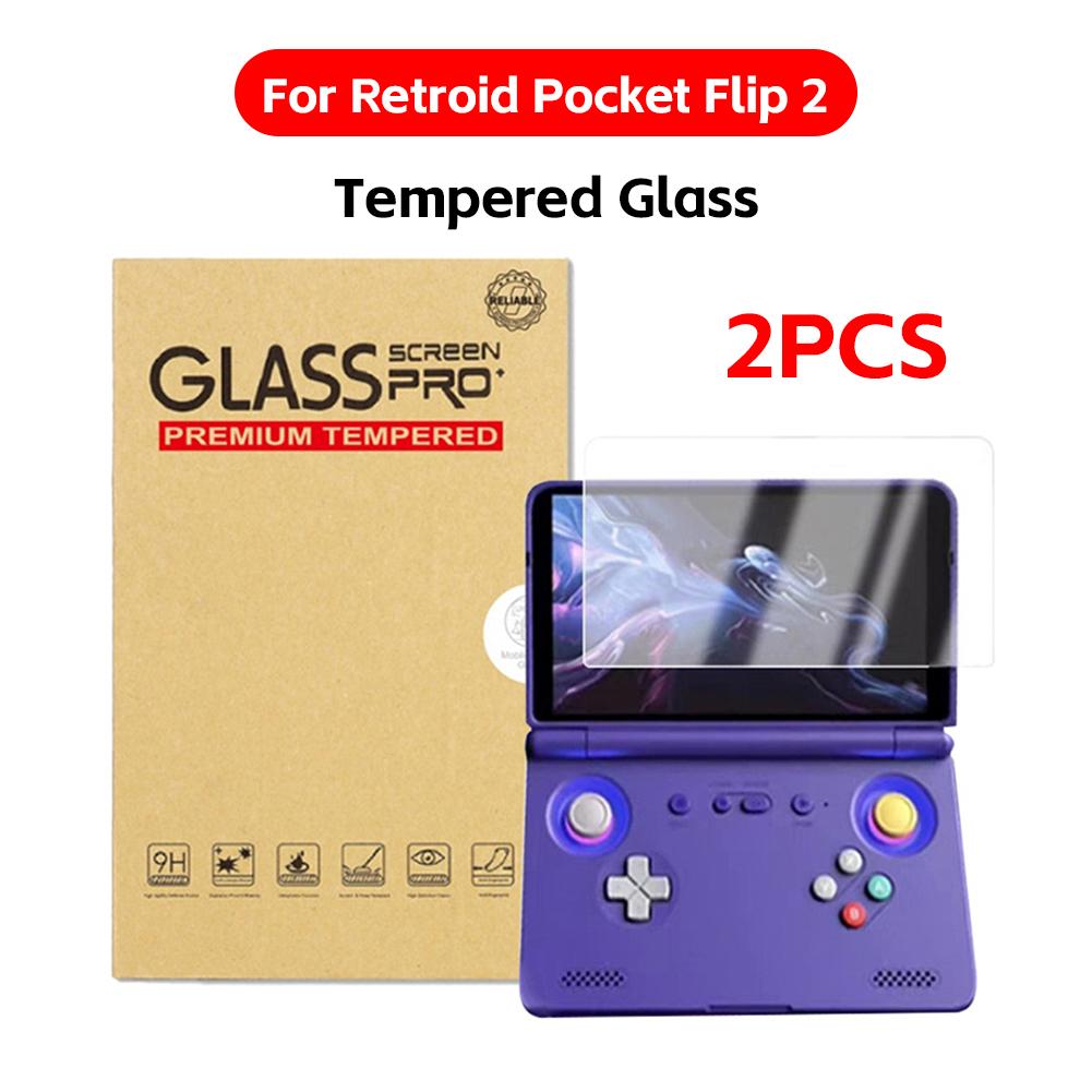 2Pcs Tempered Glass 9H HD Protective Film Scratch-resistant for Retroid Pocket Flip 2 Game Console