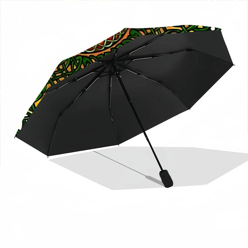 1pc Circular Mandala Automatic Folding Umbrella. casual outdoor accessory, for all seasons yy250924073