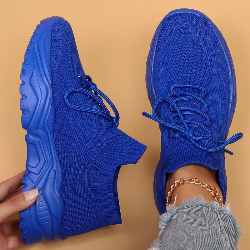 Fashion Red Sneakers Breathable Knitted Shoes For Women Lightweight Non-slip Platform Socks Shoes Tennis Thick Sole Shoes Spring