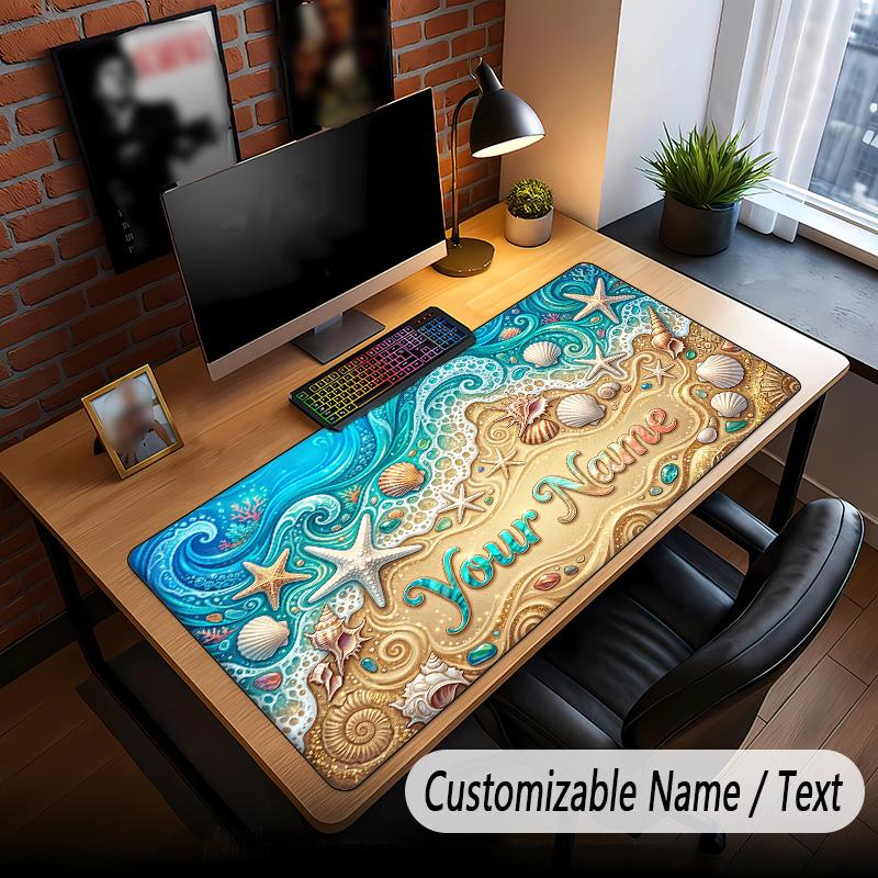 Fish Ocean Theme Custom Mouse Pad Personalized With Name Text Customized Desk Mat For Office Home Decor