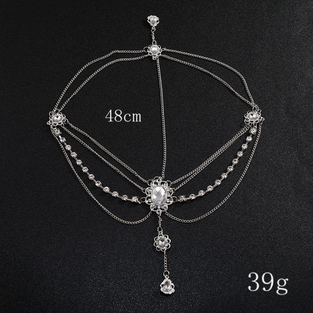 And Rhinestone Elegant Multi Layer Chain Design Women Silver Jewelry Headwear