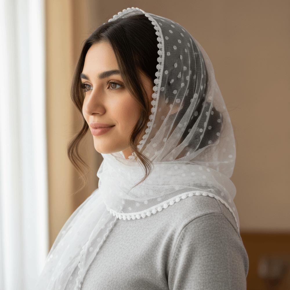 Soft Lace Headscarf Thin Bridal Face Covering Sophisticated Triangular Scarf  Religious Events