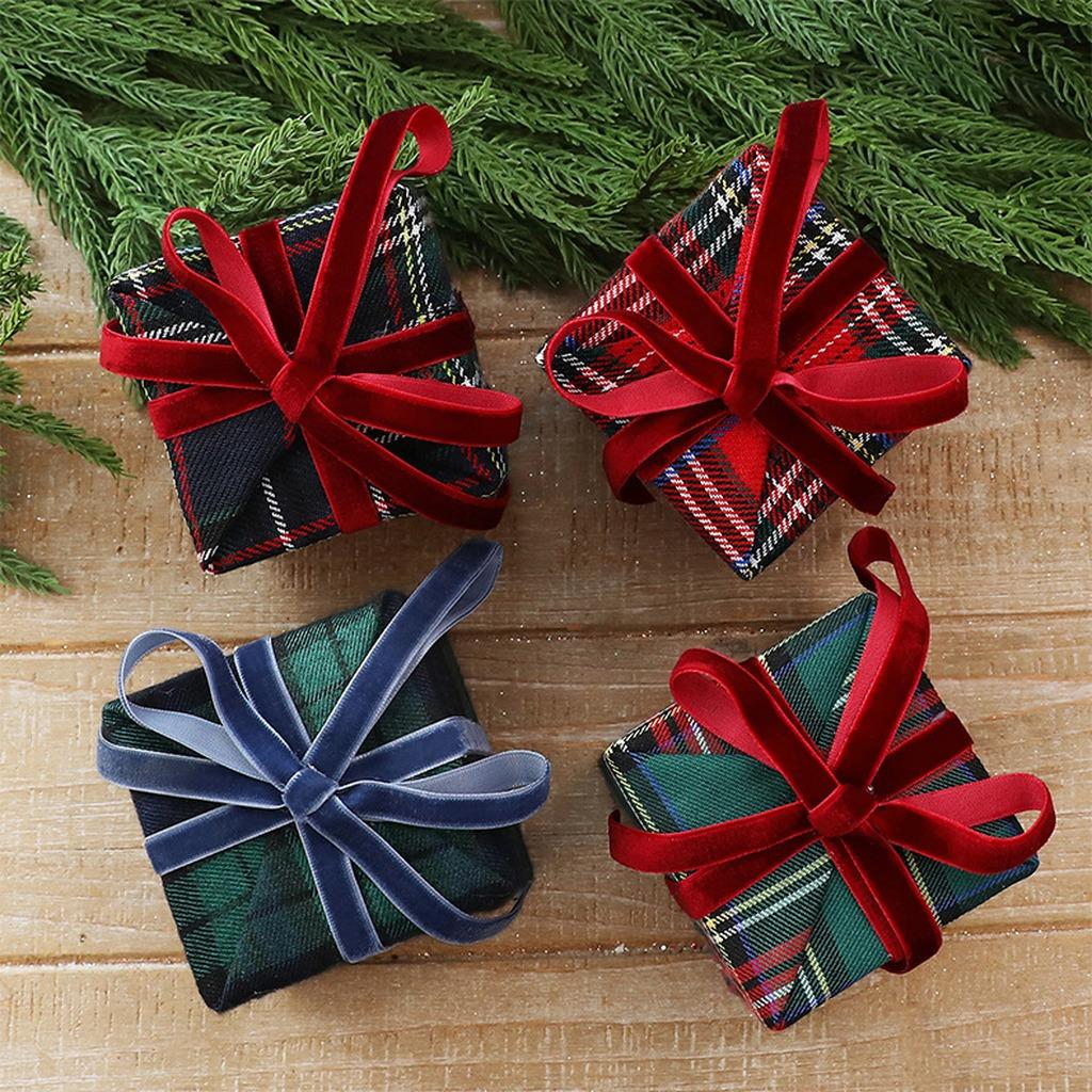 Christmas Pendant Delicate Christmas Hanging Ornament Gift Box Shaped Ornament Square Gift Box Christmas Decoration