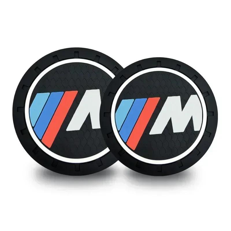 For BMW 2Pcs Car Cup Coaster Waterproof Non-Slip Water Cup Pad Holders Car Interior Accessories For BMW E46 E90 E60 F10 F30 G30