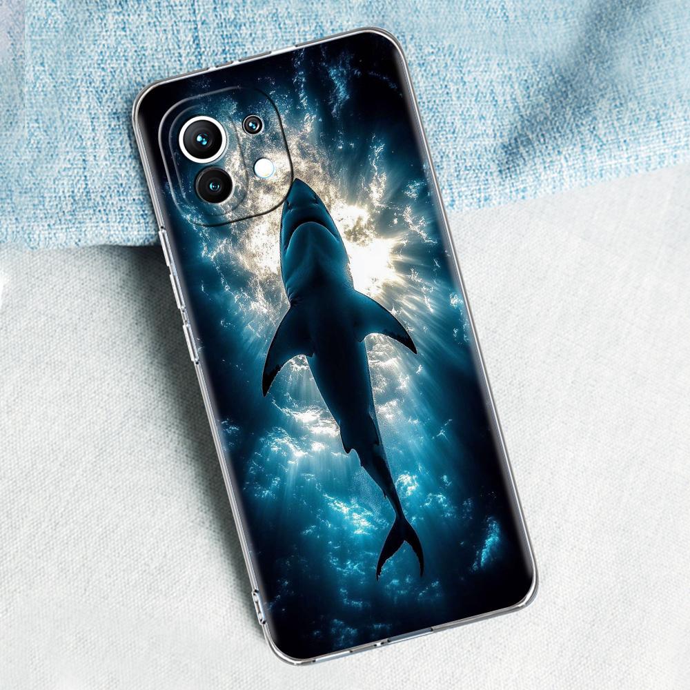 Phone Case For Xiaomi Mi 15 14 13 12 11 Lite 15T 13T 12T Pro Poco X7 X6 X5 Pro 5G X3 NFC F7 F6 F5 Clear Cover Shark