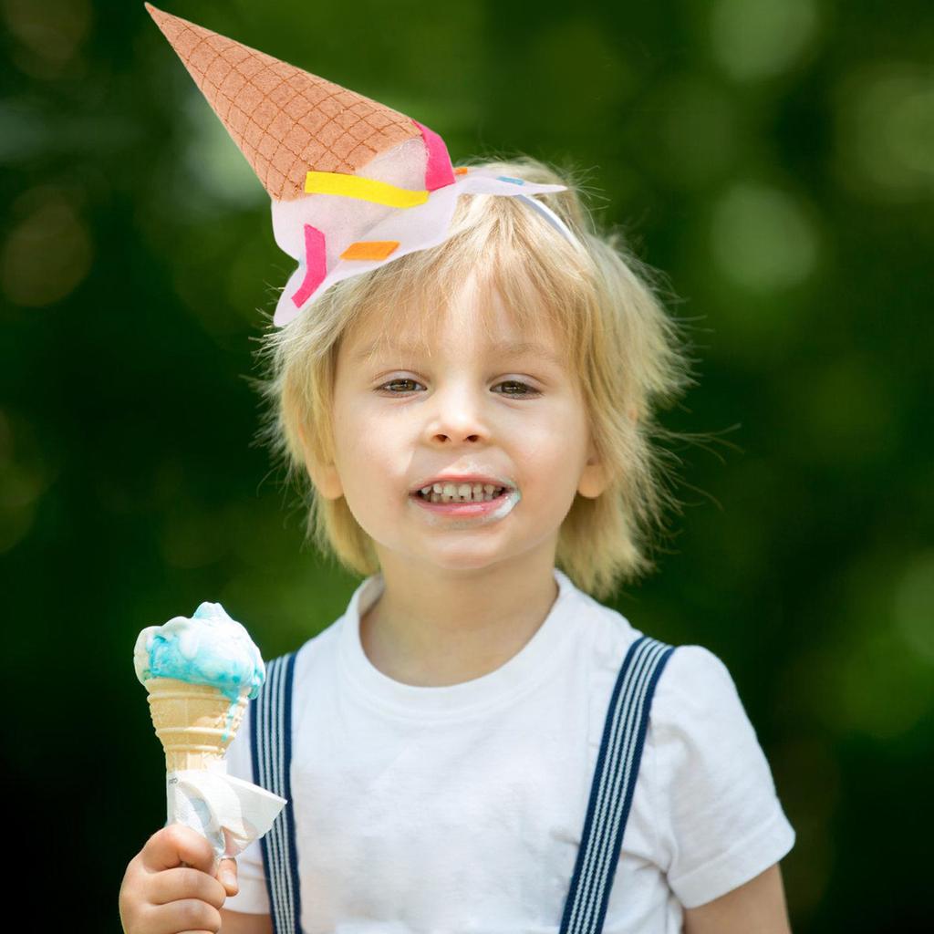 Fashionable Ice Cream Cone Headband With Pearl Cottin Filling For Costume Parties And Festive Event