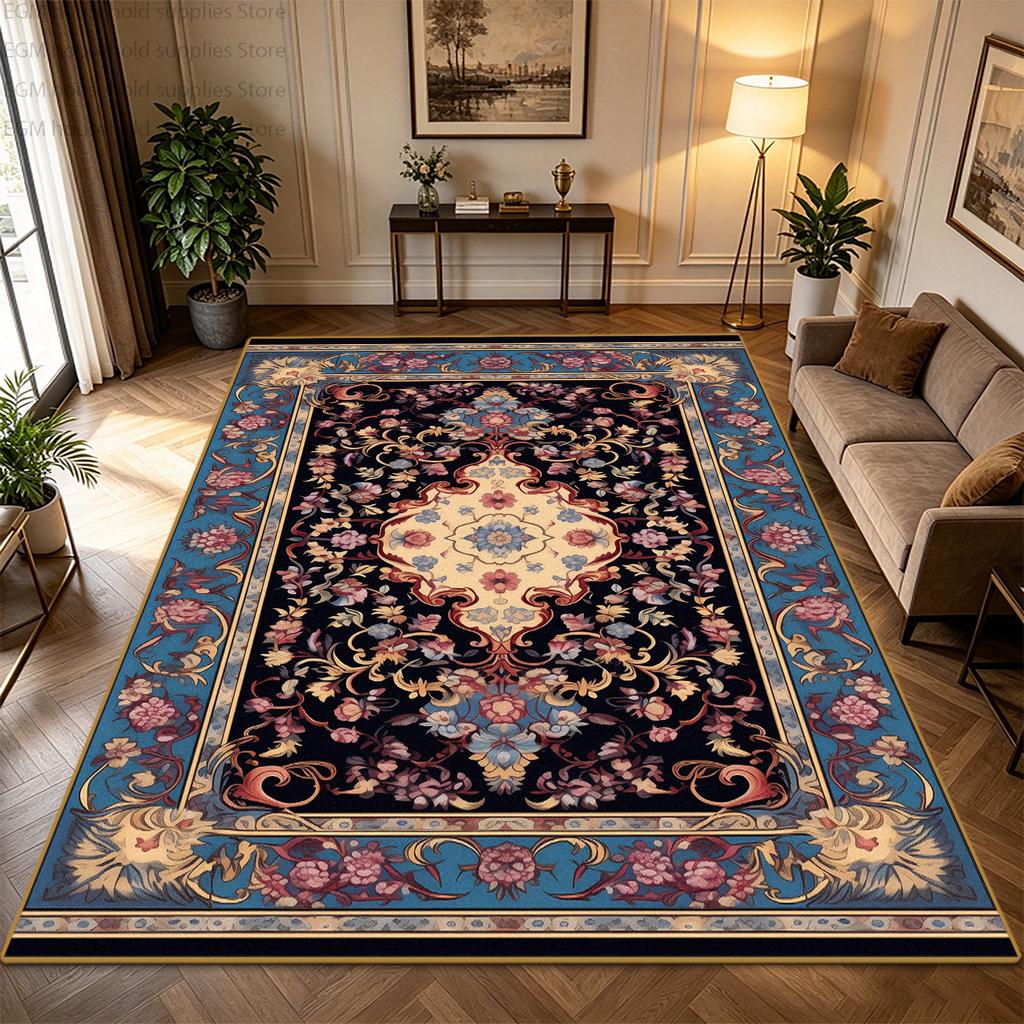 Retro Persian Style Carpet Luxury Living Room Large Area Rug Bohemian Floral Non-slip Washable Soft Fluffy Floor Mat for Bedroom