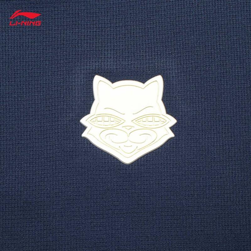 Li Ning X Mister Cartoon Collaboration Badfive Color Block Letter Print Quick Dry Long Sleeve T-Shirt Unisex Tops Deep-Navy ATLT123-2