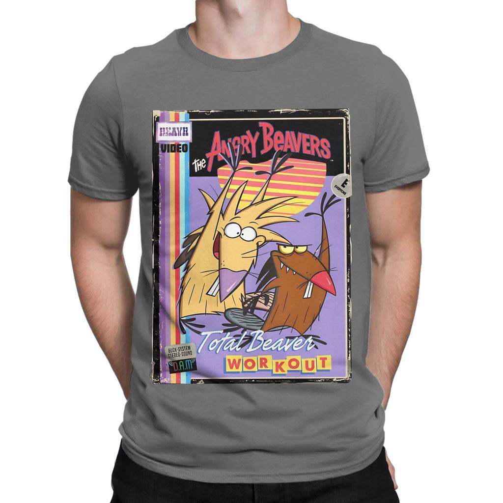 Angry Beavers Total Beaver Workout Retro Vintage Video Tape Novelty 100 Cotton TShirt The Angry Beavers Tees Tops For Unisex
