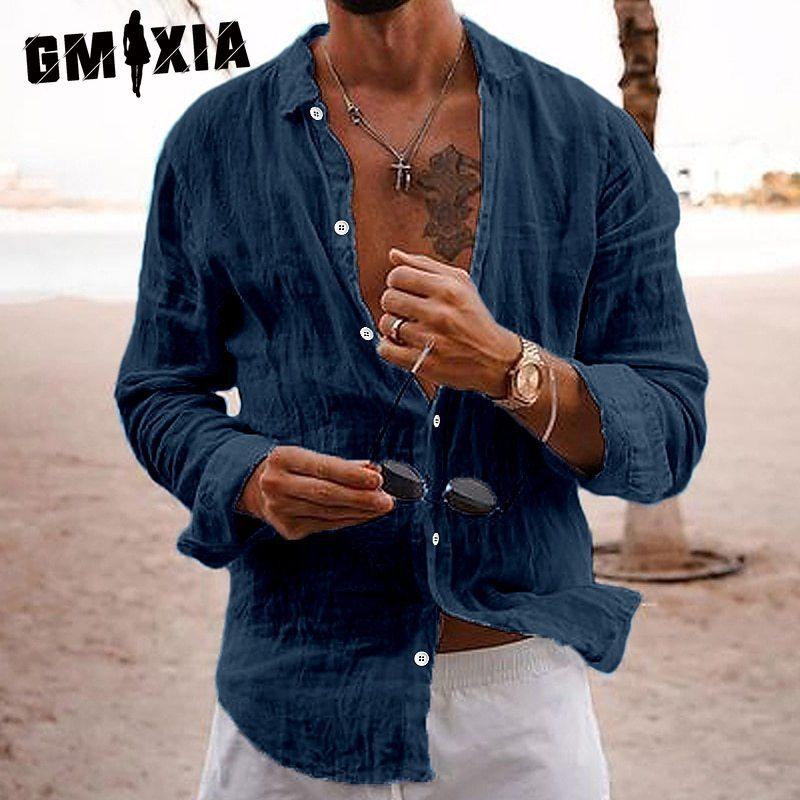 

Хлопковая футболка с длинным рукавом GMXIA, мужская модная свободная футболка с принтом «Сострадательная» XXL темно-синий