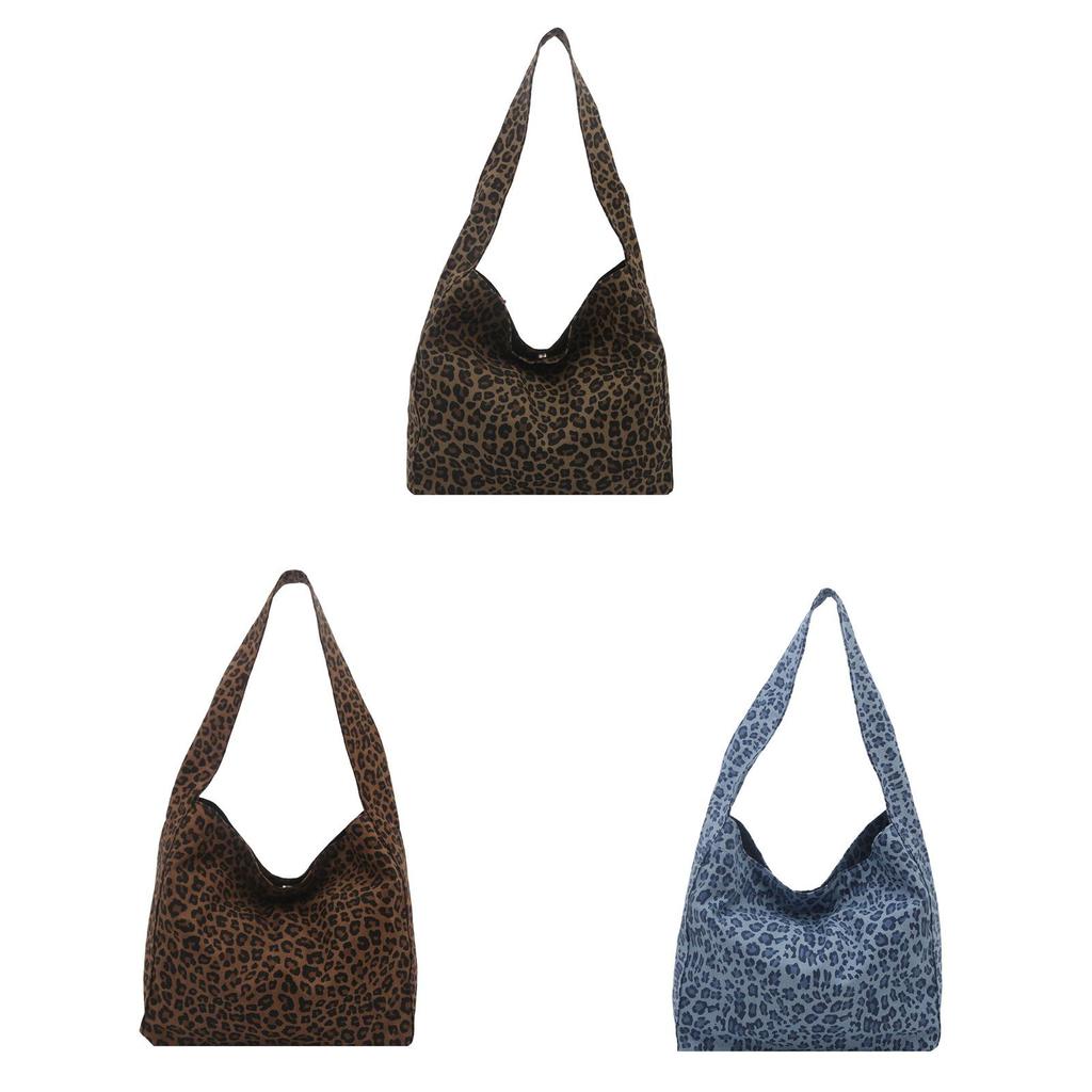 Leopard Print Canvas Bag For Women With Large Capacity And Magnetic Closure For Daily Use