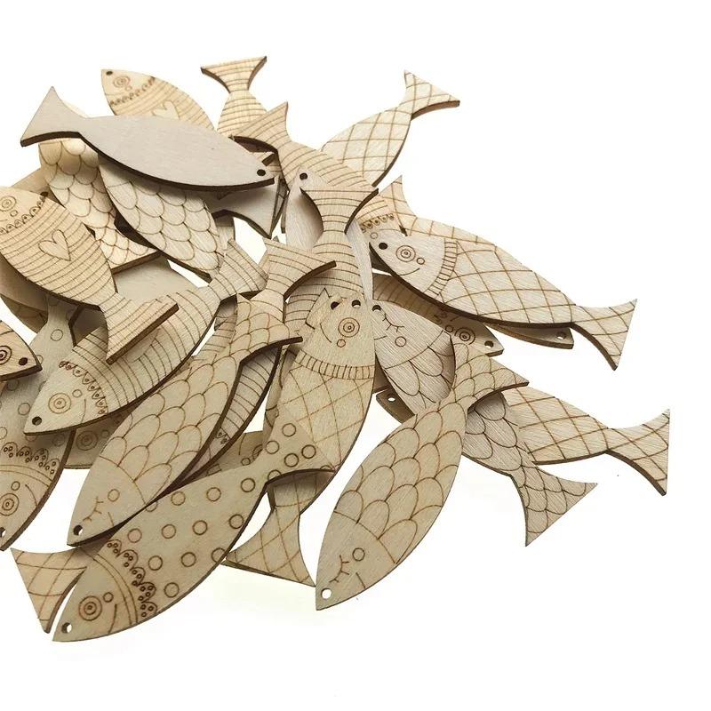 

50pcs 50mm Unfinished Wood Fish Shape Wood Slices Wooden Painting Bulk Crafts for Kids to Paint for Crafts DIY Home Decor 5cm