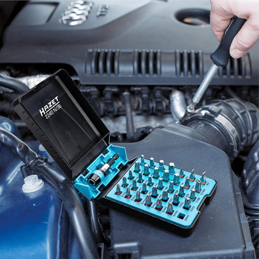 HAZET Pro Bit Tool Bit Pozidriv Profile PZ Hex Practical Bit Box Imported from Set, 36-Piece Set, 6.3 (1/4-inch) Output, [Officially Japan] 2240N/36