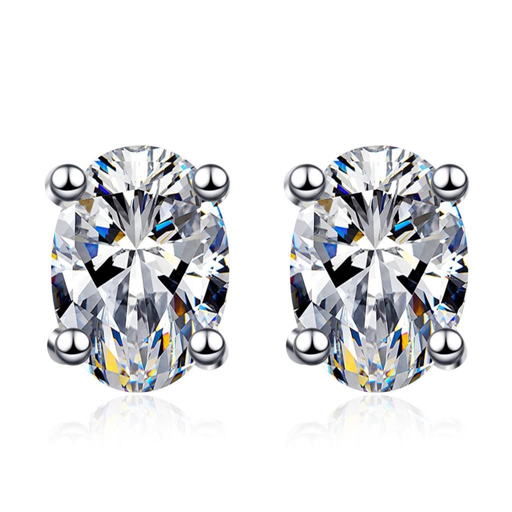 2025 High-End Europäische & Amerikanische Ovale Taubenei Moissanit Sterlingsilber Ohrstecker für Damen