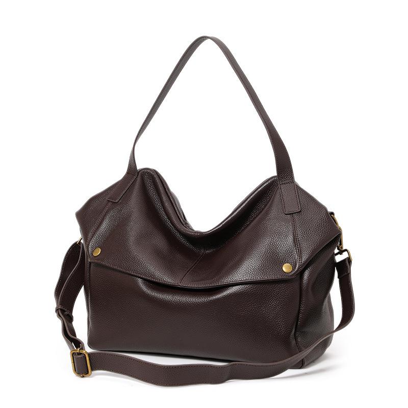 Women's Large Capacity Tote Bag | Premium Top-Grain Leather Shoulder Bag Work Commute Purse Minimalist European Style Handbag