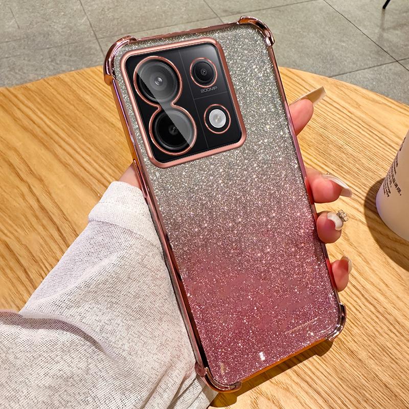 Gradient Glitter Airbag Shockproof Case with Lens for Redmi Note 13 12 11 10 Pro 9s 13R Redmi 13C 12C 12 10 10C 9 9A K50 K60 K70 Pro Xiaomi 14 13 Pro