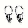 2pcs 316L Stainless Steel Trendy Vintage Skull Earrings For Men, Punk Gothic Hoop Earrings Hyposensitization Piercing Jewelry