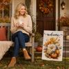 Autumn Garden Decorative Flag 45x30cm Fall Harvest Outdoor Yard Banner with Pumpkin and Leaf Wreath Design for Thanksgiving Seasonal Display