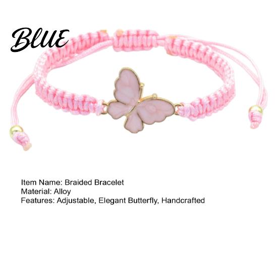 Braided Butterfly Bracelet Handcrafted String Rope Adjustable Cheerleader Wristlet Gift