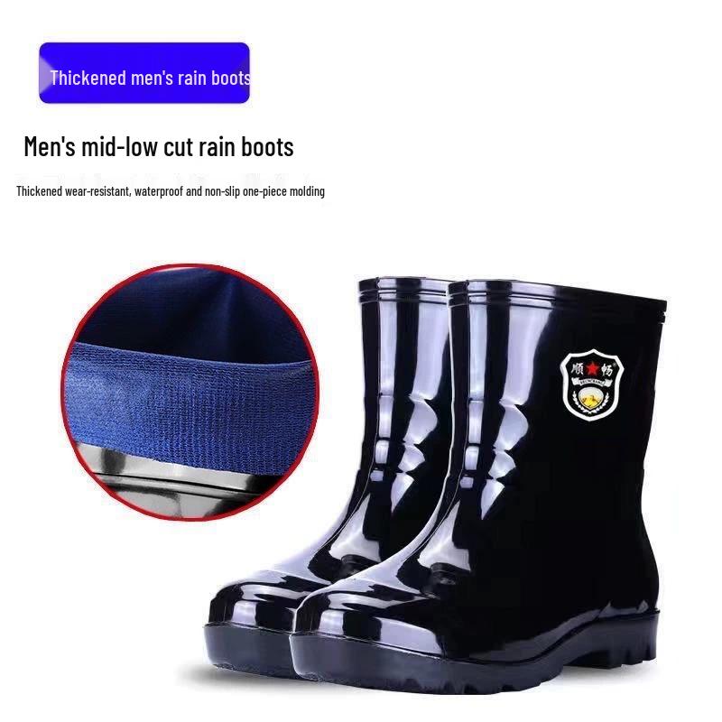 Men's Non-Slip Water-Resistant Work Boots: High-Top, Thick, Durable, Velvet-Lined for Construction and Kitchen Safety