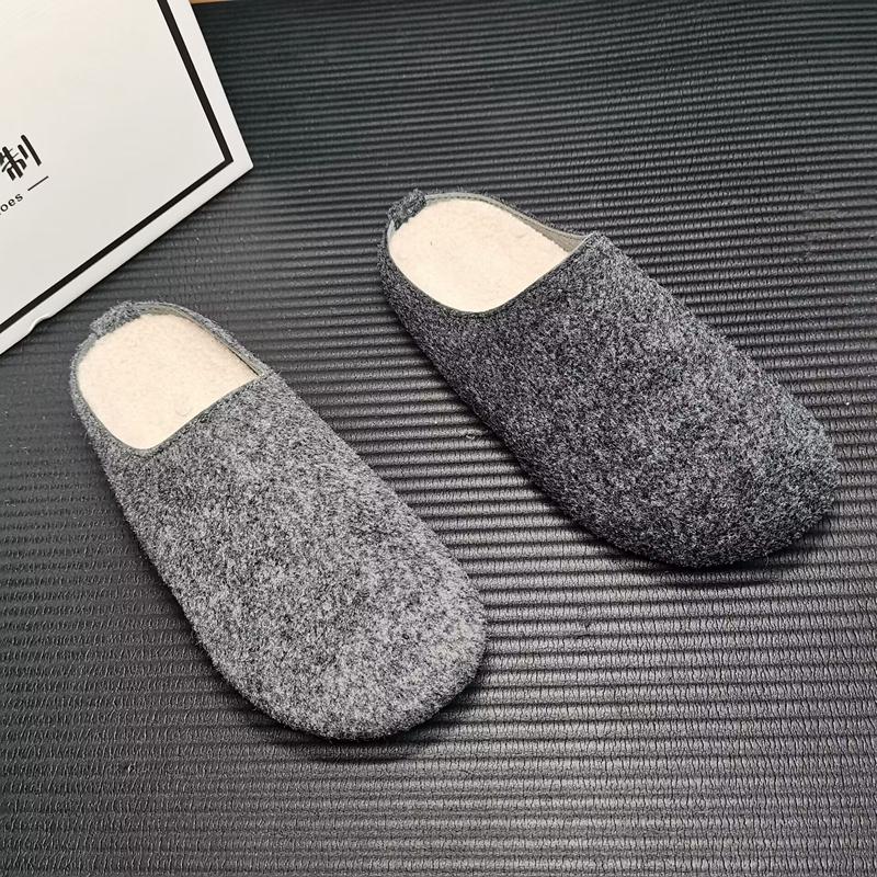 Fashion Women's Baotou Slippers Winter New Round Head Deep Mouth Suede Soft Sole Anti-slip Wear-resistant Flat Shoes