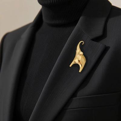 Stainless Steel Elephant Brooch Simple Atmosphere High-End Pin Temperament Personalized Clothing Accessories