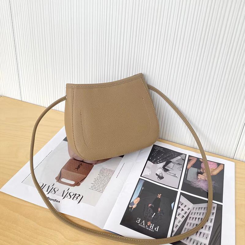 

Genuine Leather Fashion Niche Design Saddle Bag 2025 New Summer Crossbody Small Bag Single Shoulder Top Layer Cowhide Women s Bag 19.5*16*7 хаки