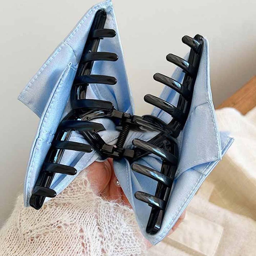 Plastic Cloth Hair Claw Korean Style Women Hairgrips Satin Triangle Shark Clip for Gifts