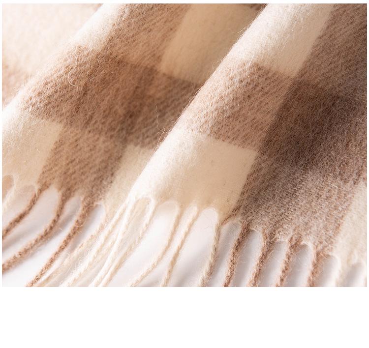 Elegant Women's Wool Plaid Scarf: Sun Protection & Warm Tassel Shawl