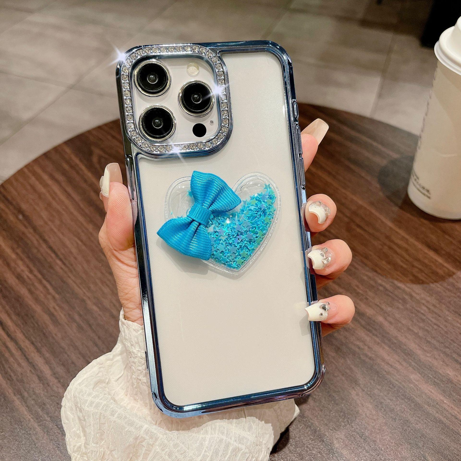 

Чехол для телефона Lens Flash Diamond подходит для iPhone15Pro с блестками в форме сердца и защитный чехол Apple 14 Gradient Feather для женщин Apple 11Promax