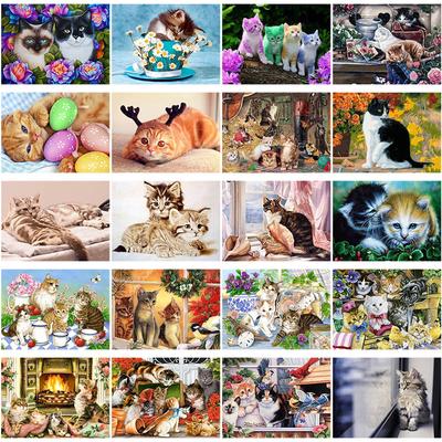 5D DIY Diamond Painting Cat Diamond Embroidery Animal Cross Stitch Mosaic Paintings Full Round Drill Rhinestones Home Decor Gift