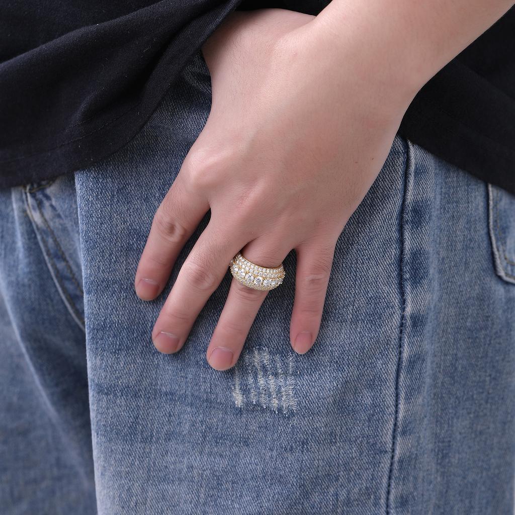 Spot supply full of copper zircon European and American rings trendy solid rings hip hop rings men