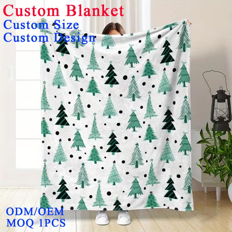 Trending Green Christmas Pattern Blankets & Throws Nordic Tree Style Luxury Blanket for Living Room Bedroom Sofa Winter Use