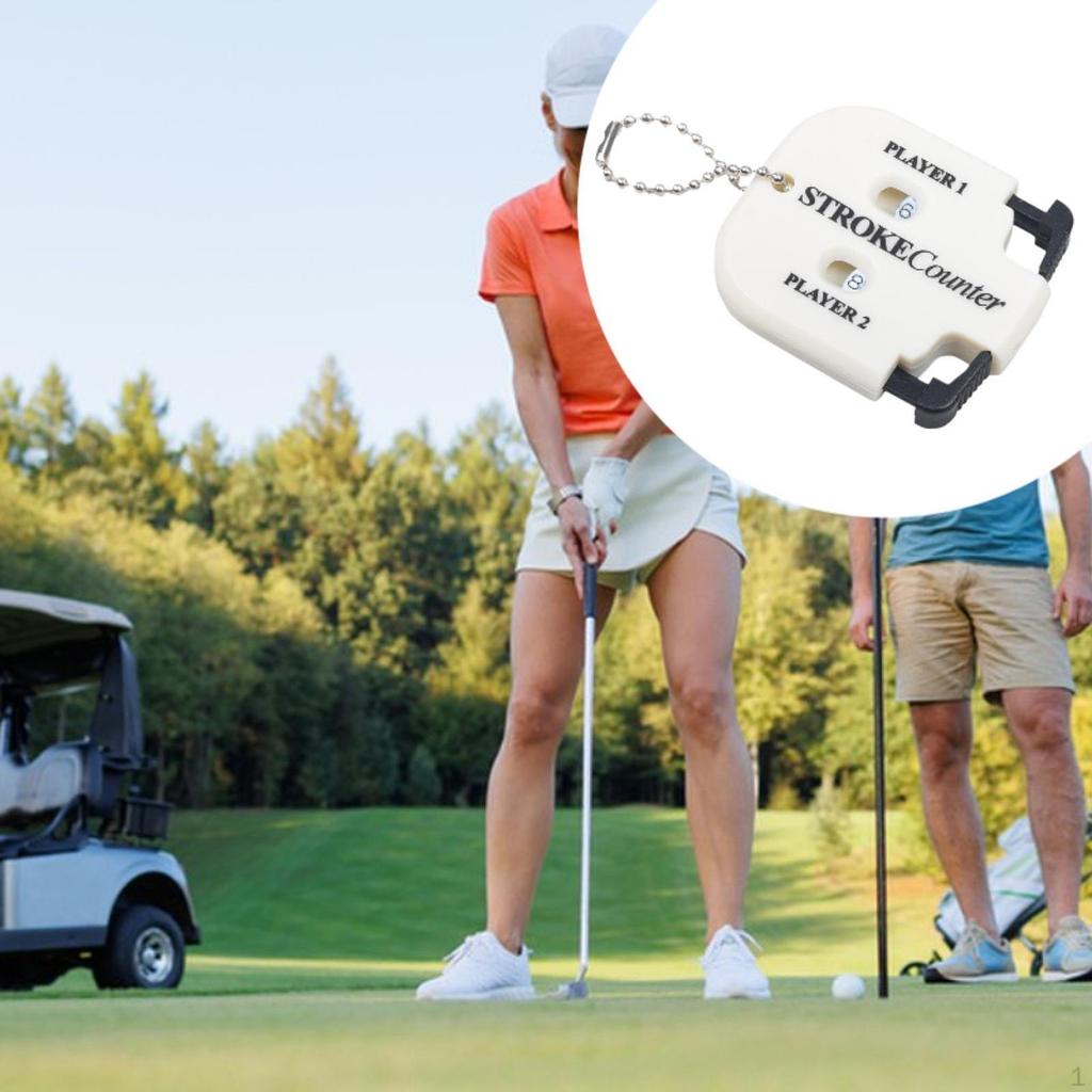 Golf Stroke Counter Accessories 2 Digit Square, Manual, Player with Key Chain Portable for Games