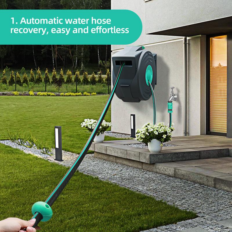 Retractable Automatic Hose Reel Pipe Water Reel Hose 100 Ft High Quality High Pressure Washer Retractable Garden Water Hose Reel