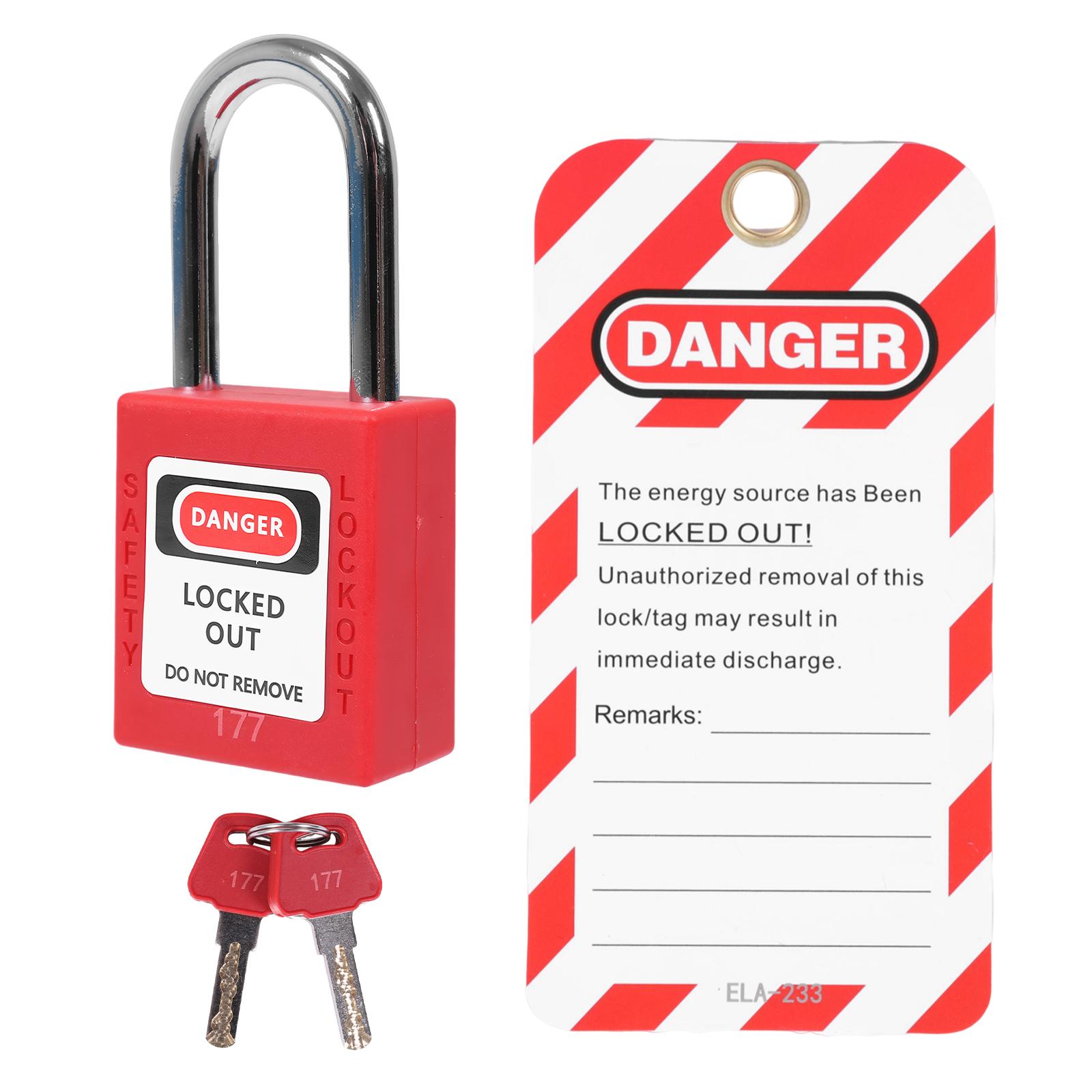 Замок LOTO (Lockout Tagout) 100 шт. С ключом 100 шт. Одинаковые бирки Замки безопасности LOTO Одинаковые навесные замки для станций и устройств LOTO