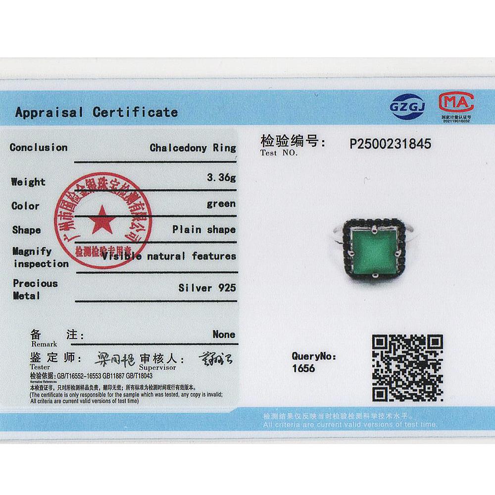 925 Sterling Silver Ring Natural Agate Square 8mm Real Gemstone Simple Daily Design Women's Fine Jewelry for Festival Party Wear