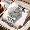 Montre pour homme Acier inoxydable Étanche Mode Non mécanique Lumineuse Calendrier Bracelet en acier Montre à quartz