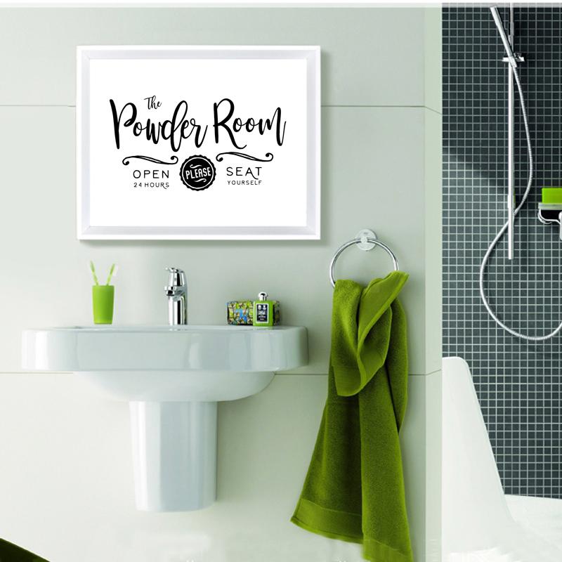 Modern Bathroom Sign Prints Canvas Painting Posters Powder Sign Wall Art Pictures For Farmhouse Hotel Restroom Room Home Decor