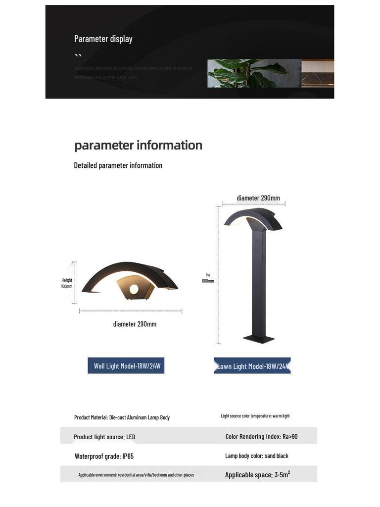 LED Waterproof Motion Sensor Wall Lamp - Courtyard, Balcony, Doorway, Moon-Shaped Design