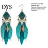 Ear Studs 1 Pair Hook Earrings Bohemian Oil Drip Geometric Rectangle Pendant Temperament Decoration Elegant Artificial Feather Tassel Dangle