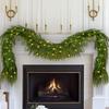 [Norfolk Pine Wreath] 1pc 6ft Realistic Pre-Lit Norfolk Pine Christmas Wreath - Lifelike Artificial Green Leaves Wreath