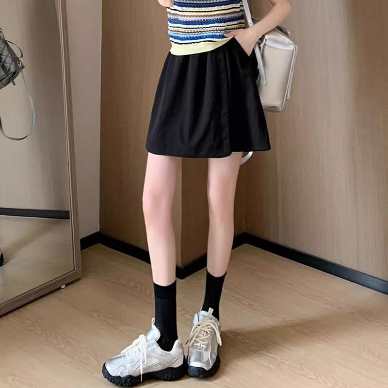 Summer Ins Fashion Girls Wide Leg Culottes High Street Female Thin Short Pants Lady Classic Solid High Waist Pant Skirt