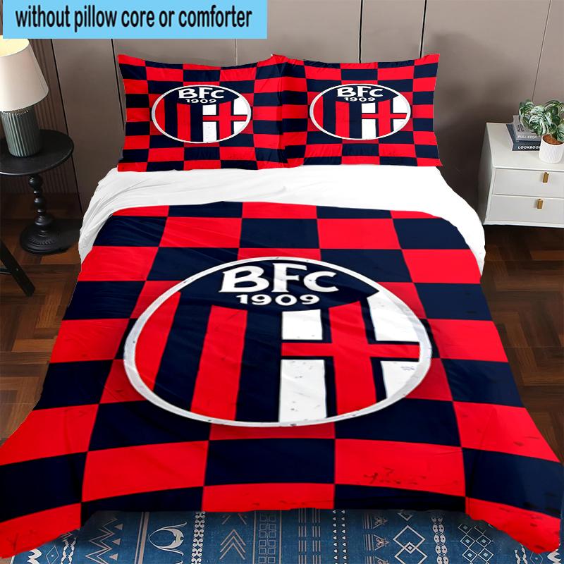 3PCS Football Bologna Bedding Set,Including 1pc Duvet Cover And 2pcs Pillowcases Perfect for Bedroom, Dormitory, Fan Christmas gift