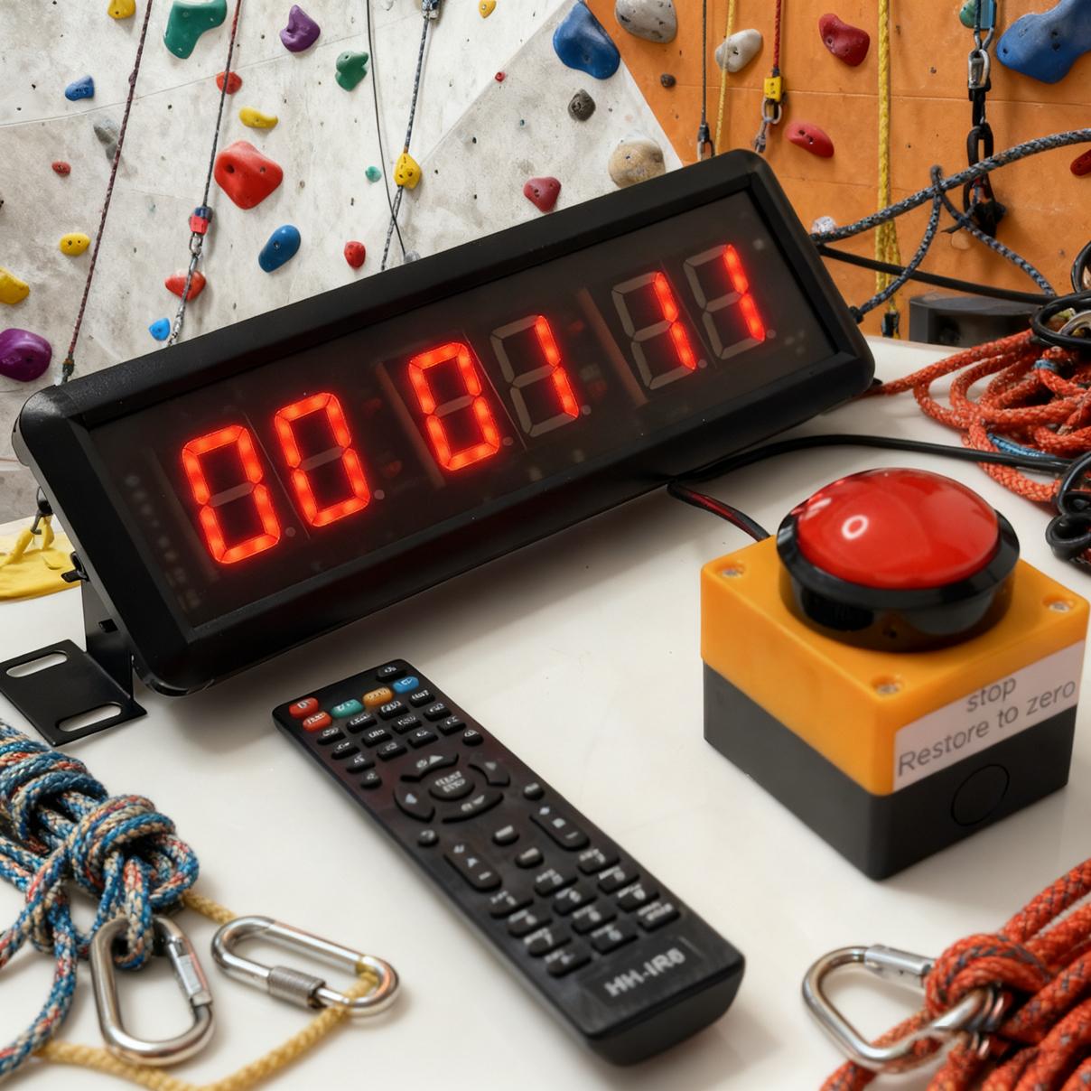 1.5-inch Led Electronic Countdown Clock With Remote Control Stopwatch Timer Game Training Wall Clock - With 2m Button Cable